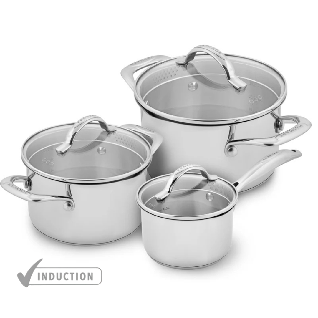 SCANPAN STS 3 Piece Cookware Set - 16cm Saucepan, 20cm & 24cm Dutch Oven