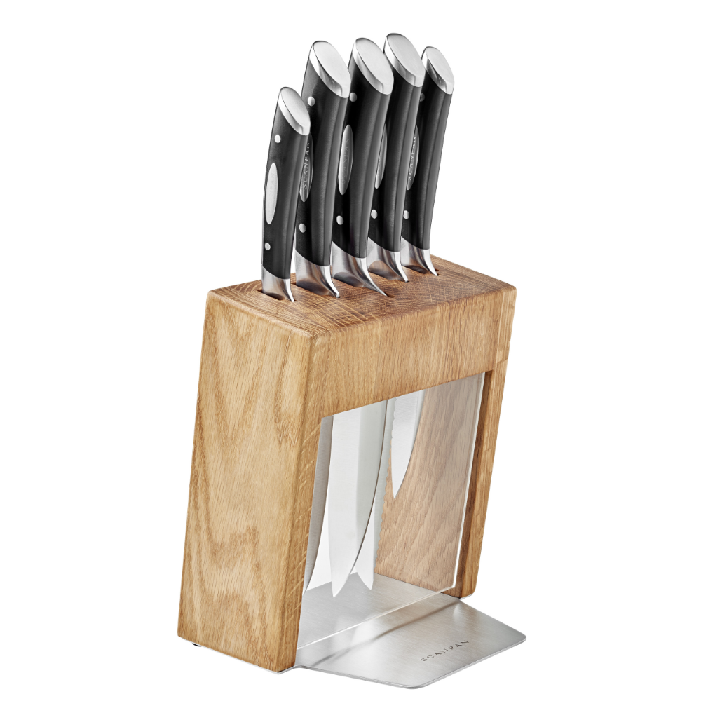 SCANPAN Classic Knives - Oak Knife Block Set 6pc